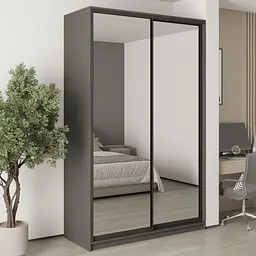 Шафа-купе дводверна MebelStar Стандарт BG 2 Дзеркала 150x45x240 см Антрацит (MBS-10287)