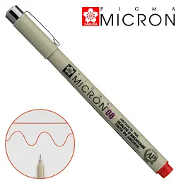 Лінер Sakura PIGMA MICRON (0.8), 0,5 мм червоний