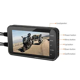 Відеореєстратор для мотоцикла на 2 камери, захищений від вологи FHD 1080P, wifi, G-sensor, датчик руху (100572) - мініатюра 3