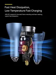 Автомобільний зарядний пристрій Baseus Golden Contactor Pro Triple Fast Charger Car Charger 65W U+C+C Dark Gray [CGJP010013] [77944] - мініатюра 10