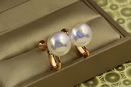 Сережки кліпси Xuping Jewelry кульки білий перламутр 1,6 см золотисті