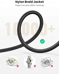 Аудіо кабель AUX 3.5mm (miniJack) Ugreen AV112 1м Чорний - мініатюра 7