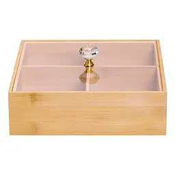 Менажниця бамбукова квадратна з кришкою 22*22*8 см Yiwu HB-40-2 - мініатюра 4