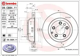 Диск гальмівний задній вентильований Porsche Cayenne I-II, Audi Q7 02-18р Brembo (09.C884.11) - мініатюра 2