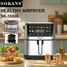 Аерофритюрниця електрична Sokany SK-10066 Електрична фритюрниця без олії з таймером / Аерогриль 9.5 л 2400 Вт - мініатюра 3