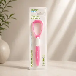 Скребок для очищення язика та свіжого дихання Healthy Smile, рожевий