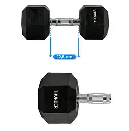 Гантель шестигранна Thunder 17,5 кг (HEXAGONAL-DUMBBELLS-17,5K) - мініатюра 5