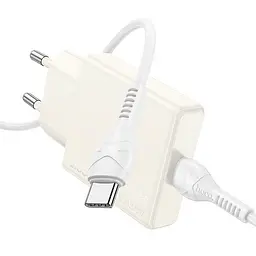 Адаптер мережевий HOCO Type-C to Type-C cable Biscuit single port charger N44 |Type-C, QC/PD, 30W/3A|