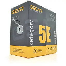 Кабель кручена пара GEAR UTP 4x2x0,51 Cat5E, CCA, для внутрішніх робіт, сірий,305m