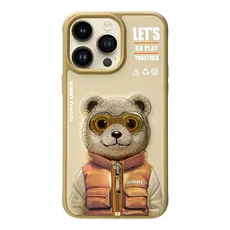 Чохол Nimmy 3D Matal Buttons Apple iPhone 15 Bear Khaki
