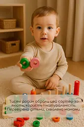Навчальний дерев’яний розвиваючий сортер для малюків - мініатюра 8
