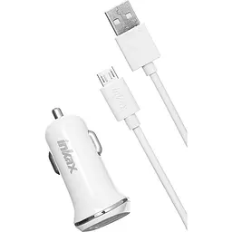 Автомобільний зарядний пристрій INKAX CD-12 Car charger + Micro cable 2USB 2.1A White - мініатюра 2