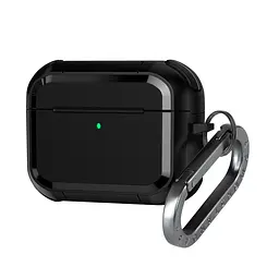 Чохол для навушників Apple AirPods Pro 3, чорний, Panzer, протиударний захисний кейс з TPU та полікарбонату, посилені стінки, захист від подряпин, пилу та ударів, легкий та компактний, з карабіном для кріплення, ArmorStandart (ARM88286)