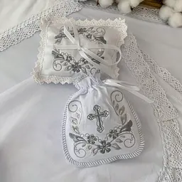 Крижма "Скарбничка янгола" велюр, кулір 75*100 см Betis Білий зі сріблом - мініатюра 3