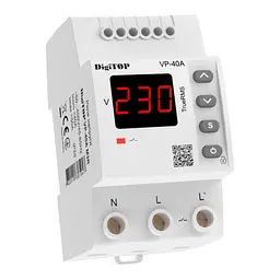 Захисне реле напруги однофазне VP-40AM3R на DIN-рейку, 40А, 8800Вт, 120-270В, тримодульне з індикатором напруги (червоний)