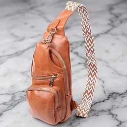 Стильна жіноча слінг сумка через плече з екошкіри Vintage 22751 руда - мініатюра 1