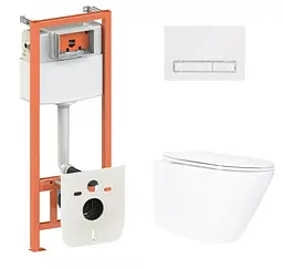 Набір Qtap Nest 4 в 1 підвісний унітаз Swan Ultra Quiet 520x360x320 + комплект інсталяції QT16335180W48182 - мініатюра 1