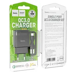 МЗП Type C 18W/3A/QC3.0 C72Q Hoco black - мініатюра 4