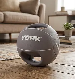 М'яч медбол 7кг York Fitness із двома ручками, сірий - мініатюра 2