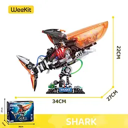 Конструктор акула Shark стимпанк з підсвіткою STEM конструктор для дітей і дорослих, 1076 деталей - мініатюра 2