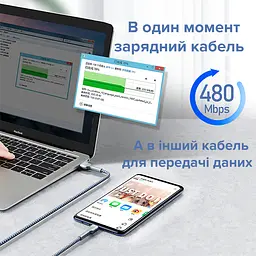 Дата кабель для заряджання REMAX RC-124a USB 2.0 — Type-C 2.4A (1м) Срібний - мініатюра 3