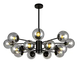 Сучасна підвісна люстра Levistella 7526033-16 BK+CL чорна з прозорими скляними плафонами