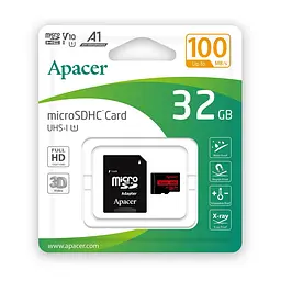 Карта пам'ятi microSDHC 32GB U1 V10 A1 R100 + adapter (100/10 MB/s) Apacer teh0022584 - мініатюра 2