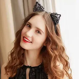 Обруч з котячими вушками Babydoll Універсальний.. Чорний 4504-2 - мініатюра 10