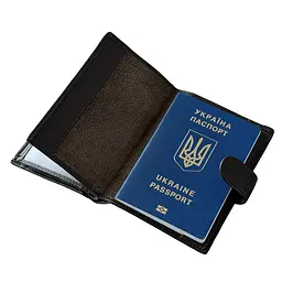 Гаманець чоловічий шкіряний СО-302 з відділеннями для паспорта і прав темно-коричневий - мініатюра 9