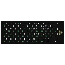 Наклейка на клавіатуру XoKo 48 keys UA/rus green, Latin white (XK-KB-STCK-SM)