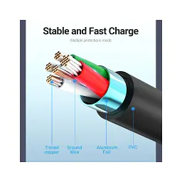 Дата кабель USB 2.0 AM to Micro 5P 1.0m 3A black Vention (COLBF) - мініатюра 8