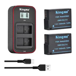 3-Pack KingMa Panasonic DMW-BLC12 комплект з 2 акумуляторів та ЗУ на 2 батареї
