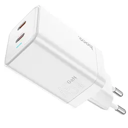 Блок живлення зарядний Hoco Starlight N23 2 usb-c 45 W білий - мініатюра 2
