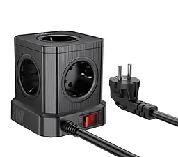 Мережевий зарядний пристрій подовжувач Hoco NS8 3 USB/Type-C 5 розеток 2 м - мініатюра 3