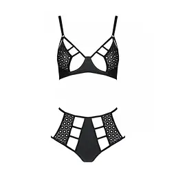 Комплект з екошкіри Passion Tamaris Set black XXL/XXXL, бюстгальтер та трусики - мініатюра 3