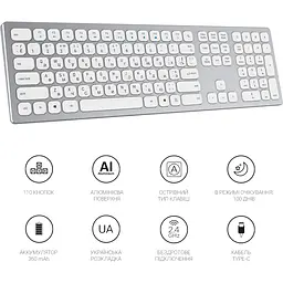 Клавіатура OfficePro бездротова біла (SK1550W) - мініатюра 8
