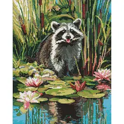 Алмазна мозаїка "Єнот у ставку" art_selena_ua Ideyka AMO20312, 40х50 см