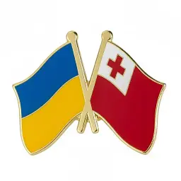 Подвійний значок-пін «Україна – Тонга» 25 × 19 мм (00399)