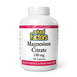 Магній 150 мг Natural Factors (Citrate) - 180 капсул, для м’язів і нервової системи