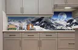 Вініловий кухонний фартух Вище Хмар наклейка для кухні місяць гори небо Природа Блакитний Happy Pocket Z181775 - мініатюра 2