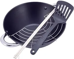 Котел чавунний "Wok", з антипригарним покриттям та аромо-кришкою Kamille Ø14,5хØ28х9,5 см kuh0007234 - мініатюра 3