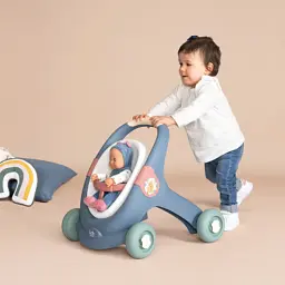 Коляска для ляльок Smoby Little для прогулянок 3в1, з пупсом, синій (140308) - мініатюра 5