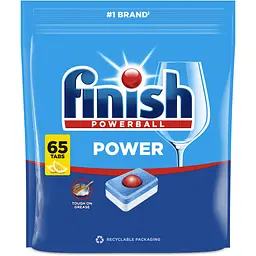 Таблетки для миття посуду в посудомийних машинах Finish Power All in 1 Лимон 65 таблеток