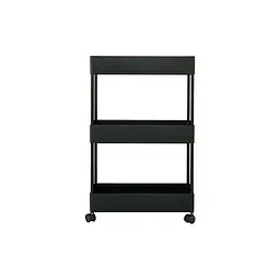 Етажерка пластикова Fabrika 3 яруси на колесах Black, 40х22х66 см - мініатюра 4