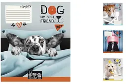 
Зошити учнівські 18 аркушів клітинка. YES Dog my best friend, 25 шт. в упаковці
