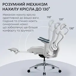 Офісне крісло Sihoo DORO C300L Mesh White with footrest (DORO-C300L-A3-102-JT) - мініатюра 6