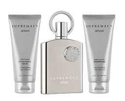 Набір Afnan Perfumes Supremacy Silver 100 мл парфумована вода, 100 мл гелю для душу, 100 мл після гоління