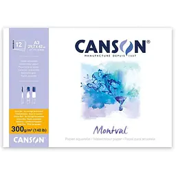 Склейка для акварелі MONTVAL А3 300г/м2 12л натуральний білий середнє зерно Canson