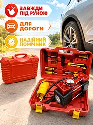 Автомобільний двопоршневий компресор 12 В червоний з набором інструментів (49675974) - мініатюра 8
