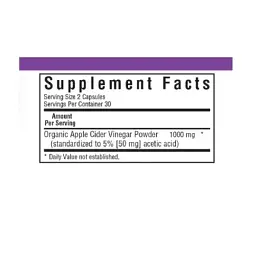 Трави Bluebonnet Nutrition Яблучний оцет, Apple cider vinegar, 60 вегетаріанських капсул (BLB0982) - мініатюра 2